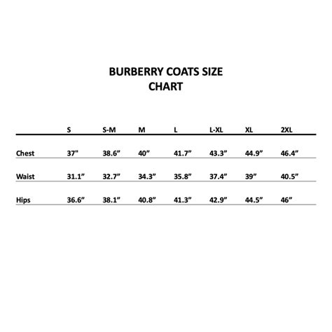 burberry coat size chart|burberry trench coat size guide.